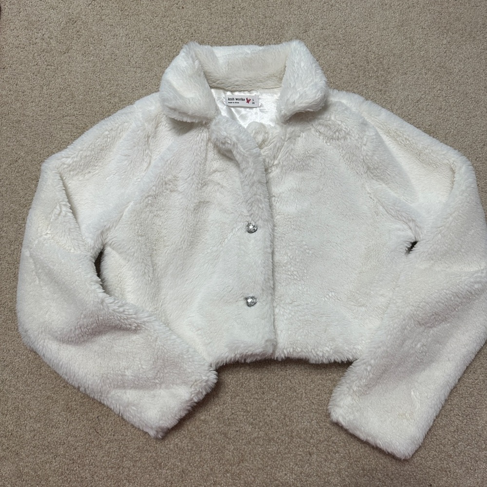 Knitworks White Faux Fur Kids Jacket